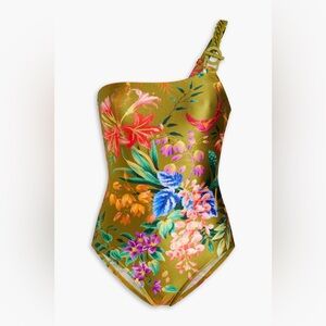 NWT Zimmermann Green Tropicana one-shoulder One-Piece Swimwear Size AU 2 US 6-8